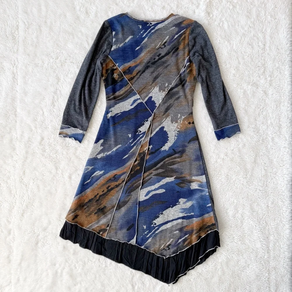 VTG 90s Y2K Frank Lyman Patchwork Asymmetrical Flare Dress US8 Boho Whimsigoth - Picture 2 of 7